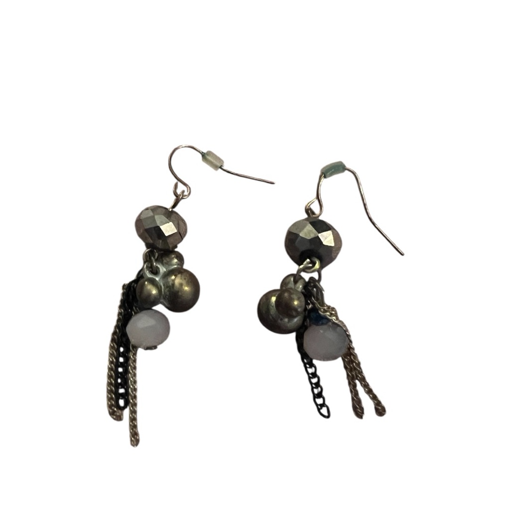 Womens Dangling Silver Gem Balls Earrings WBacks Preowned Womens Dangling Silver Gem Balls Earrings WBacks Preowned